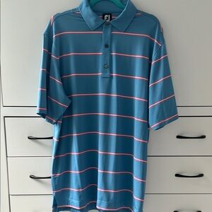 FootJoy Teal Polo with Pink Stripes